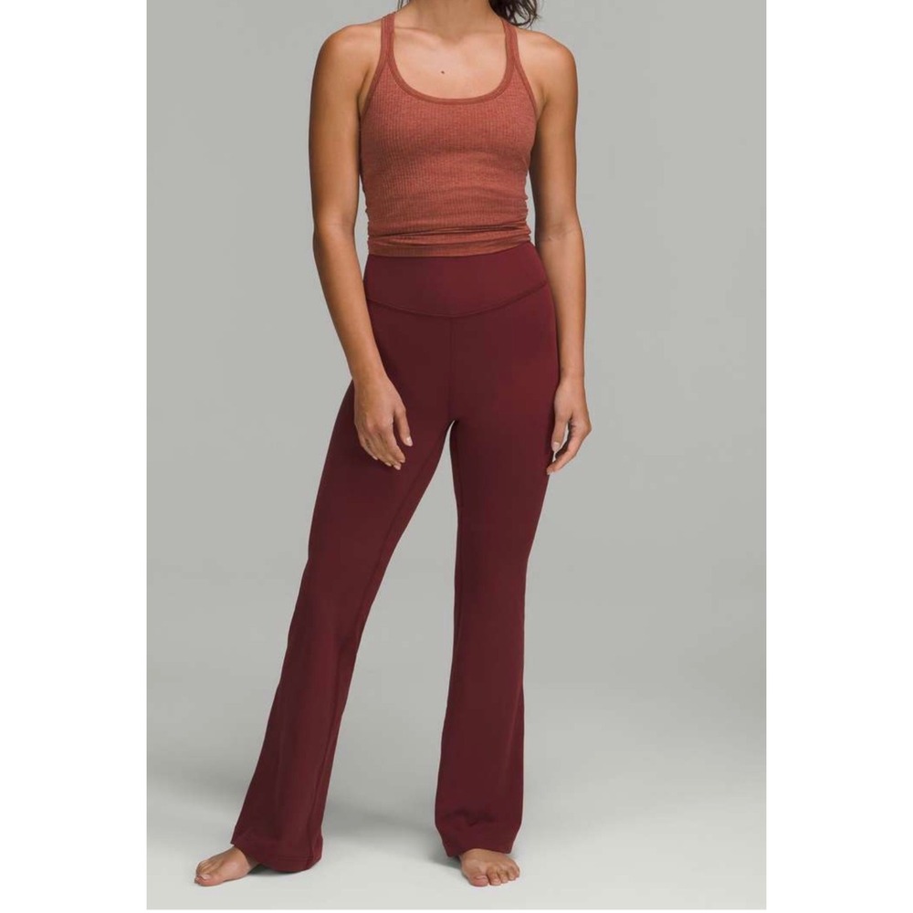 Lululemon Groove Super High-Rise Flared Pant Women 6 Red Merlot Nulu Legging